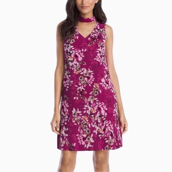 WHBM Berry Bouquet Print Sleeveless Choker Dress Size 6 - Picture 1 of 12